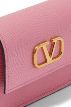VLogo Signature Accordion Grained Leather Card Case
